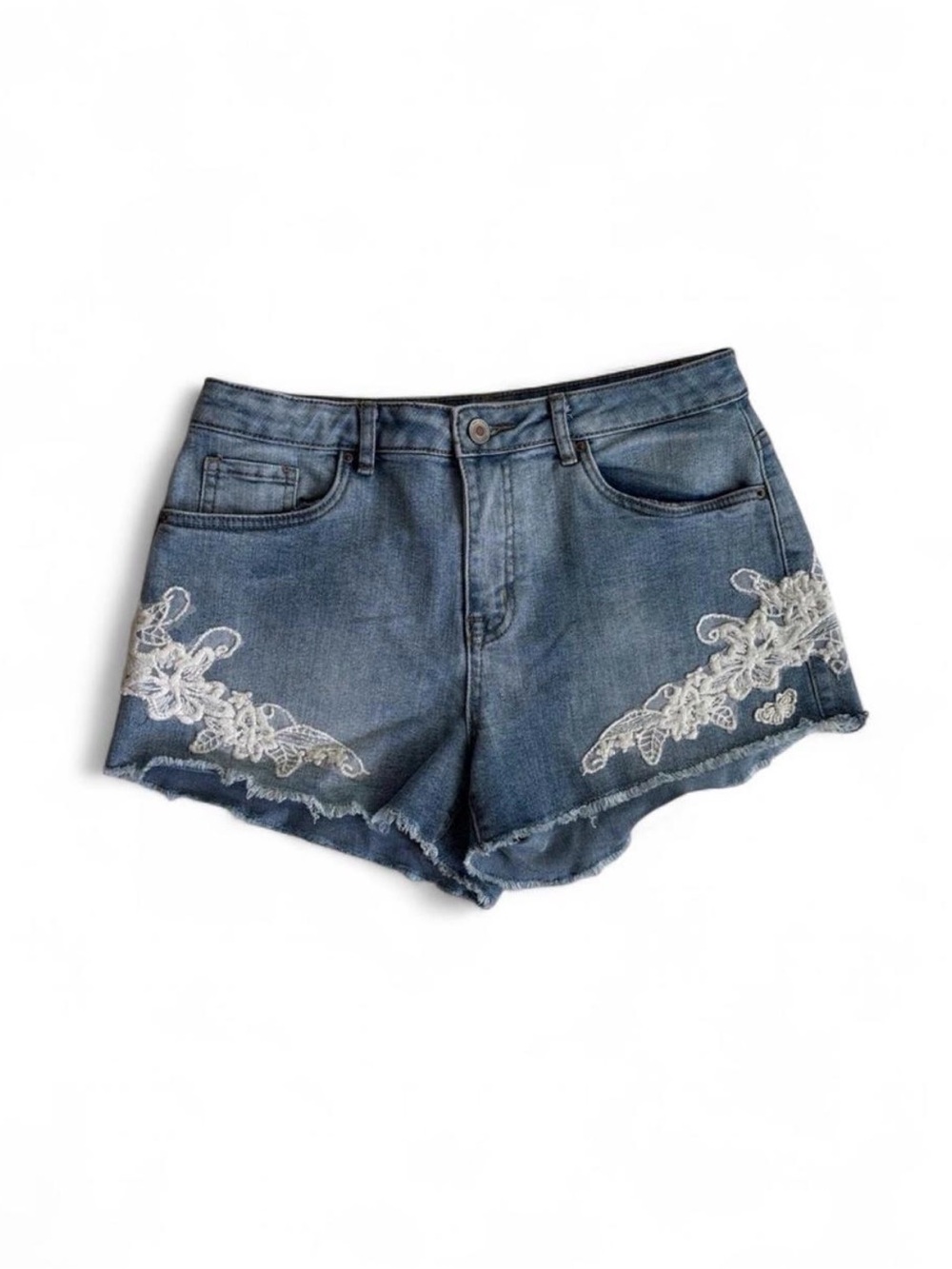 Streetwear Society blue denim shorts with white lace Size M